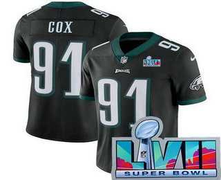 Men & Women & Youth Philadelphia Eagles #91 Fletcher Cox Limited Black Super Bowl LVII Vapor Jersey
